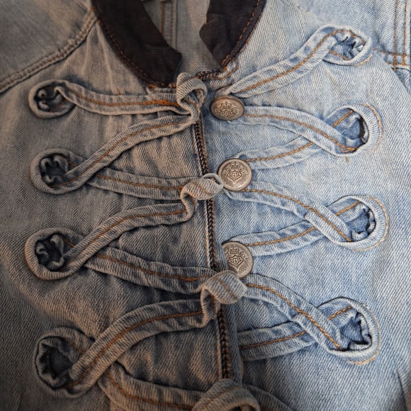 Free People Denim Seamed And Structured Jacket Corduroy Black Accents S - Picture 7 of 7